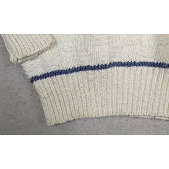 Private Club Vintage Men's Sweater White Striped Crew Neck Pullover Size XL - Picture 5 of 12